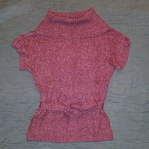 Cozy cowl neck short-sleeved sweater